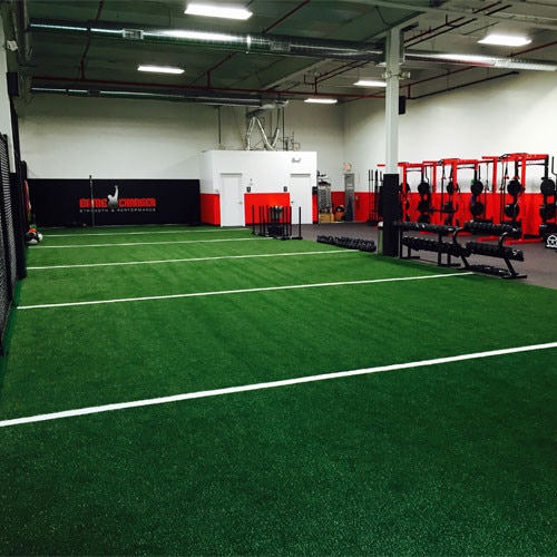 Agility Turf Rolls with White Inlaid Yard Markers for Gyms